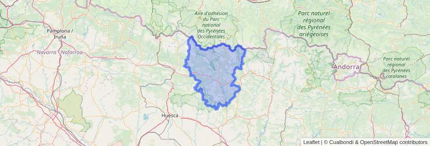 Mapa de ubicacion de Sobrarbe.