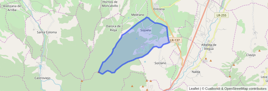 Mapa de ubicacion de Sojuela.