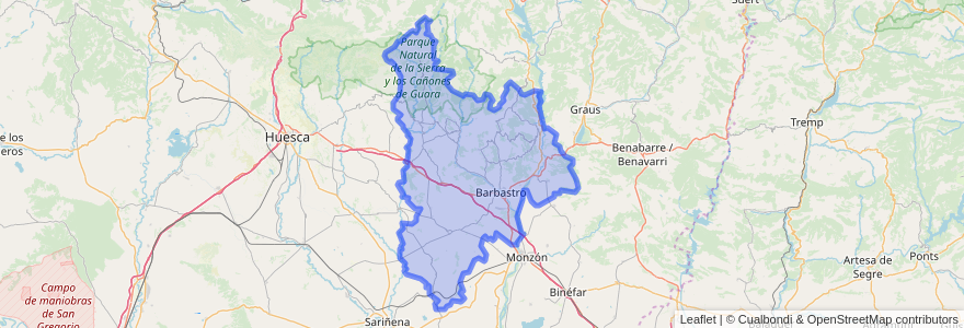 Mapa de ubicacion de Somontano de Barbastro.