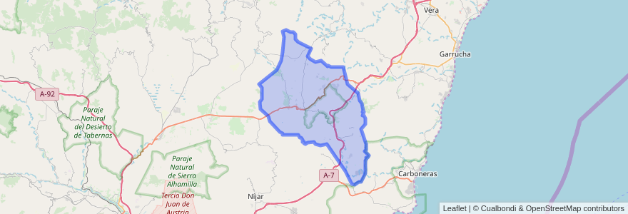 Mapa de ubicacion de Sorbas.