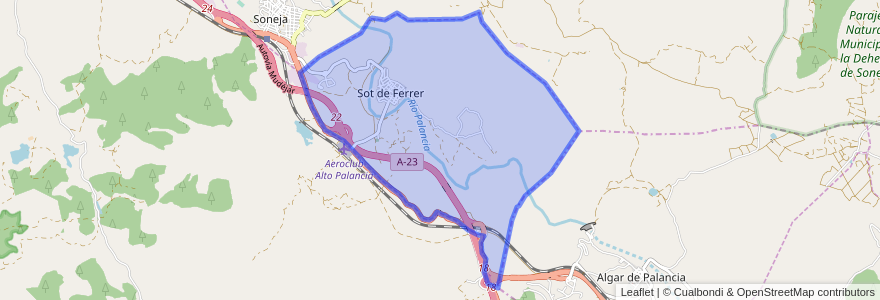 Mapa de ubicacion de Sot de Ferrer.