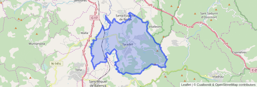 Mapa de ubicacion de Taradell.