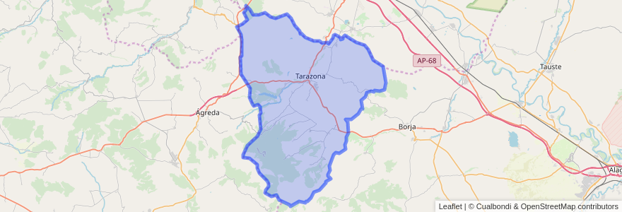 Mapa de ubicacion de Tarazona e el Moncayo.