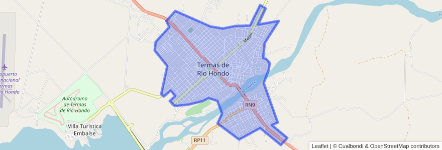 Mapa de ubicacion de Termas de Río Hondo.