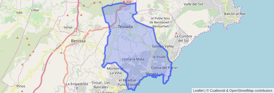 Mapa de ubicacion de Teulada.