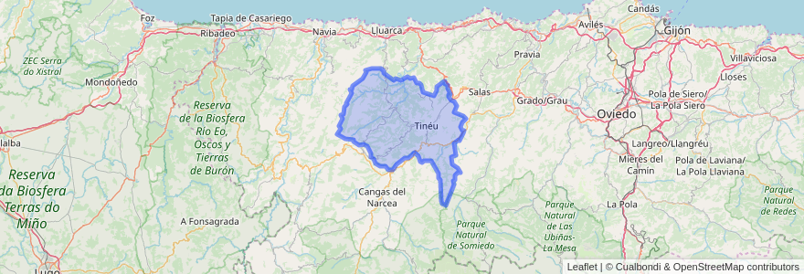 Mapa de ubicacion de Tineo.