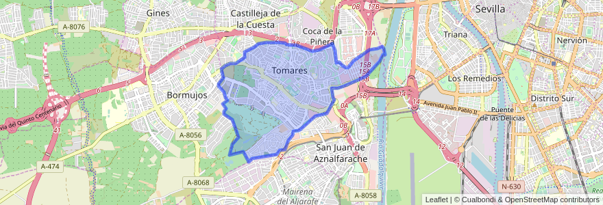 Mapa de ubicacion de Tomares.