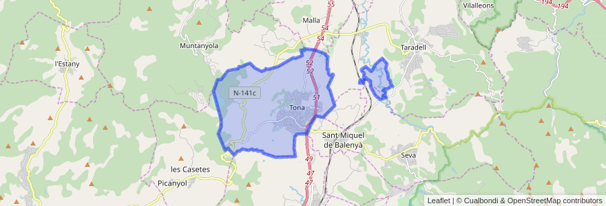 Mapa de ubicacion de Tona.