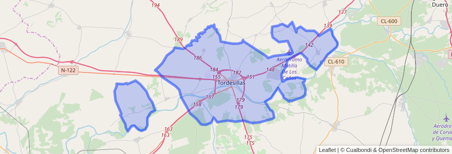 Mapa de ubicacion de Tordesillas.