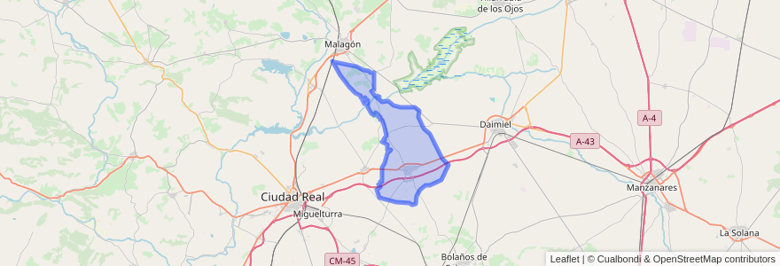 Mapa de ubicacion de Torralba de Calatrava.