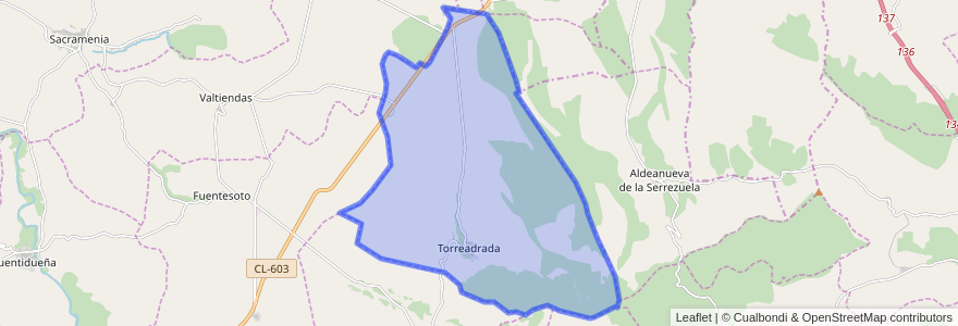 Mapa de ubicacion de Torreadrada.