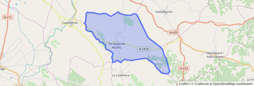 Mapa de ubicacion de Torrecilla de Alcañiz.