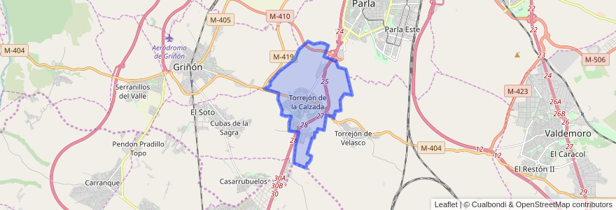 Mapa de ubicacion de Torrejón de la Calzada.