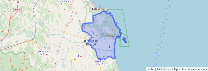 Mapa de ubicacion de Torroella de Montgrí.