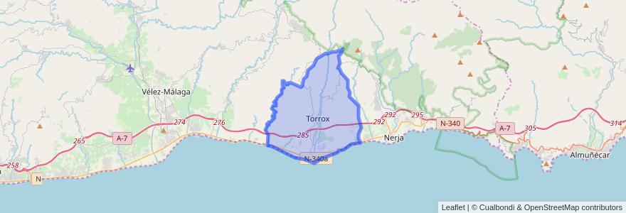 Mapa de ubicacion de Torrox.