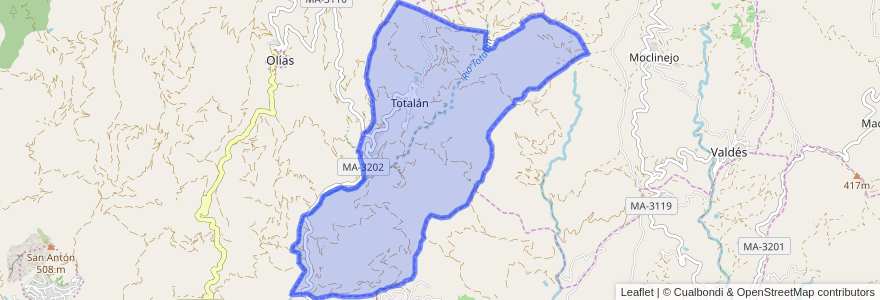 Mapa de ubicacion de Totalán.