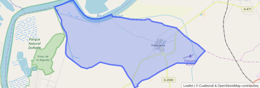 Mapa de ubicacion de Trebujena.