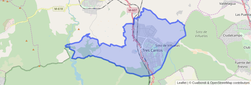 Mapa de ubicacion de Tres Cantos.