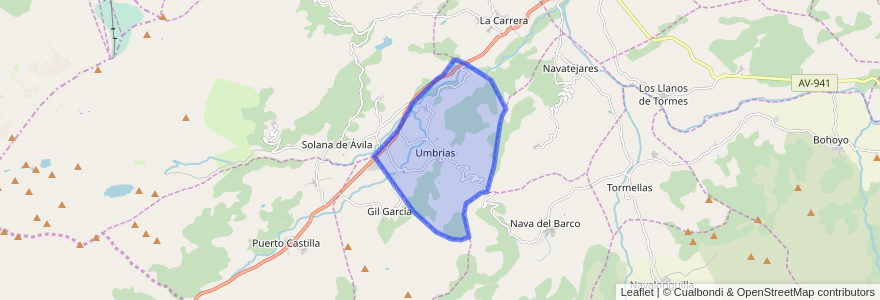 Mapa de ubicacion de Umbrías.