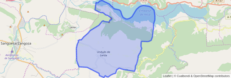 Mapa de ubicacion de Undués de Lerda.