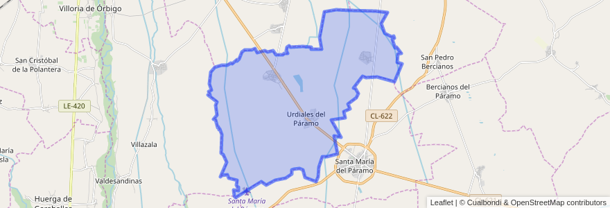 Mapa de ubicacion de Urdiales del Páramo.