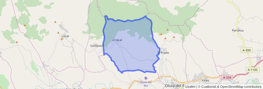 Mapa de ubicacion de Urrácal.