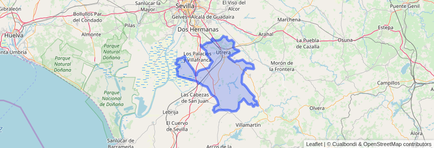 Mapa de ubicacion de Utrera.