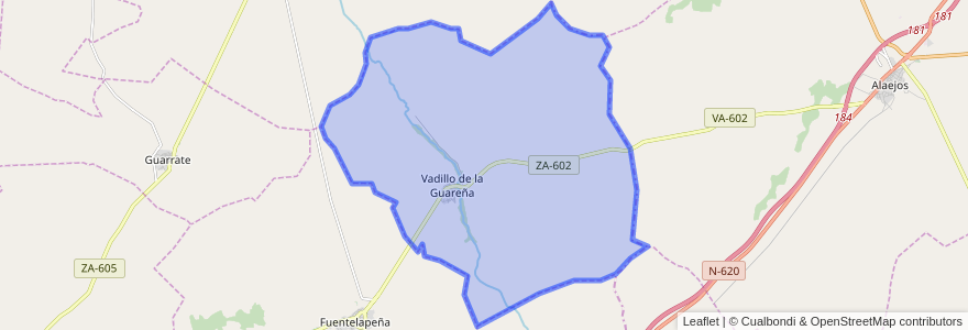 Mapa de ubicacion de Vadillo de la Guareña.