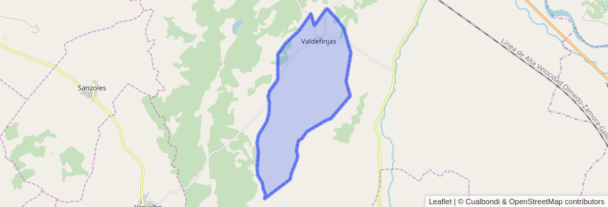 Mapa de ubicacion de Valdefinjas.