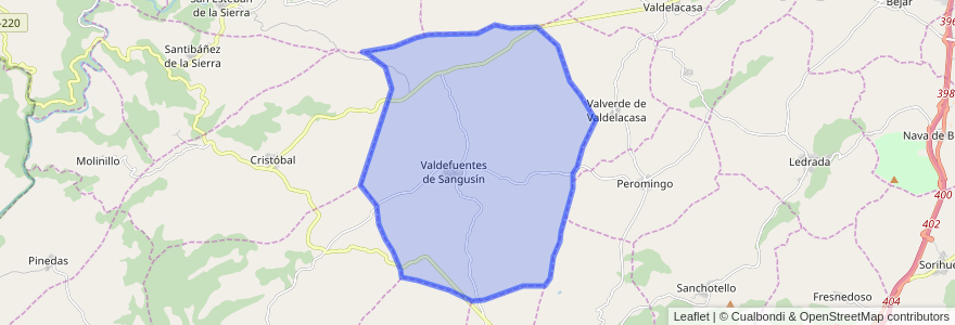 Mapa de ubicacion de Valdefuentes de Sangusín.