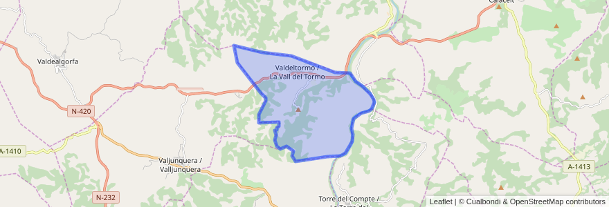 Mapa de ubicacion de Valdeltormo / la Vall del Tormo.