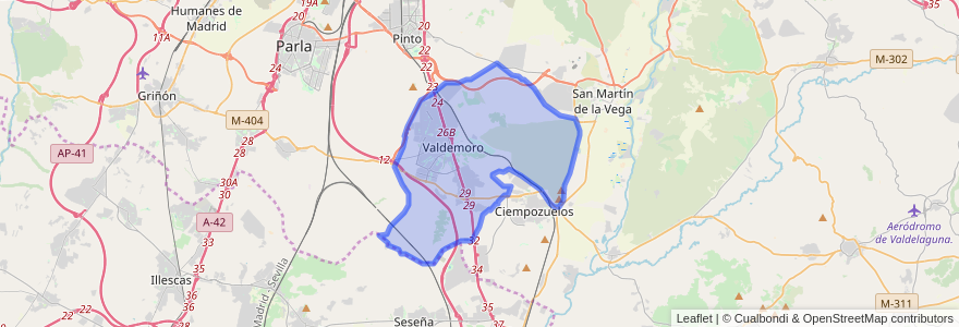 Mapa de ubicacion de Valdemoro.