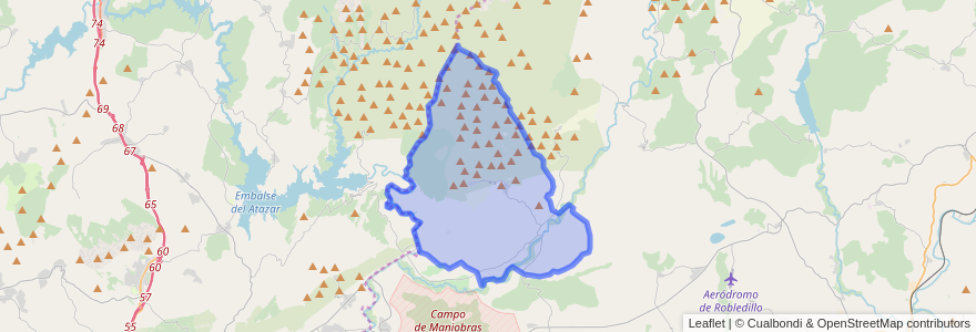 Mapa de ubicacion de Valdepeñas de la Sierra.