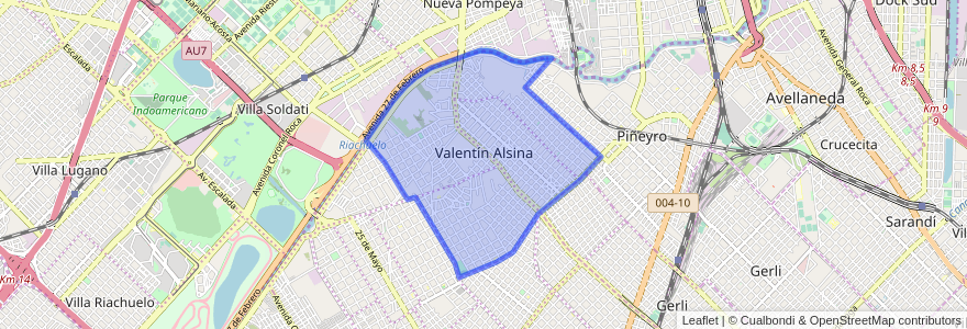 Mapa de ubicacion de Valentín Alsina.