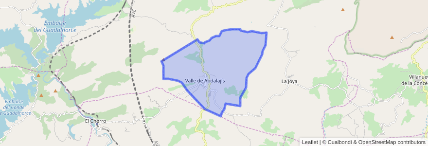 Mapa de ubicacion de Valle de Abdalajís.