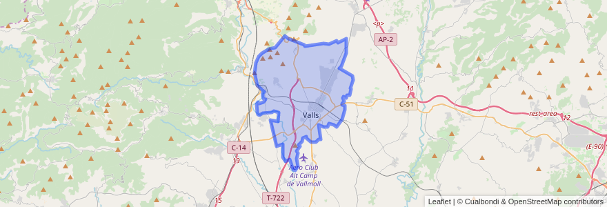 Mapa de ubicacion de Valls.