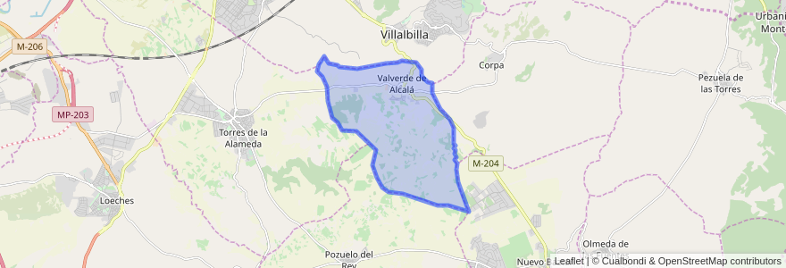 Mapa de ubicacion de Valverde de Alcalá.