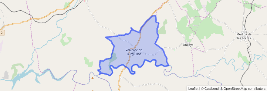 Mapa de ubicacion de Valverde de Burguillos.