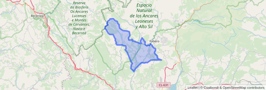 Mapa de ubicacion de Vega de Espinareda.