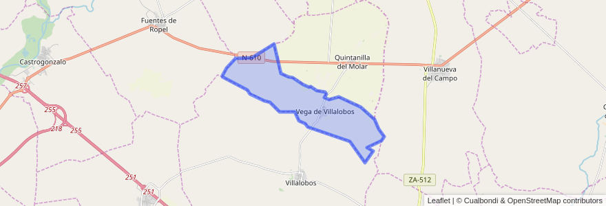 Mapa de ubicacion de Vega de Villalobos.