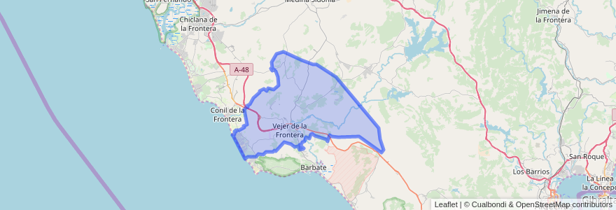 Mapa de ubicacion de Vejer de la Frontera.