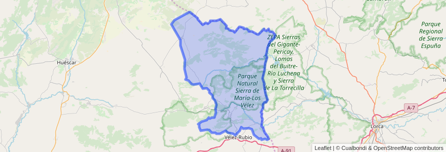 Mapa de ubicacion de Vélez-Blanco.