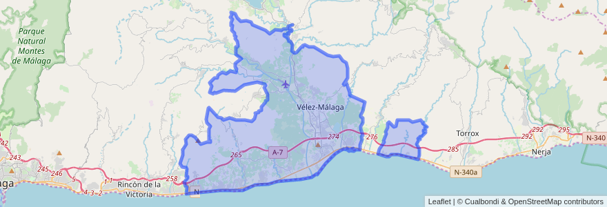 Mapa de ubicacion de Vélez-Málaga.