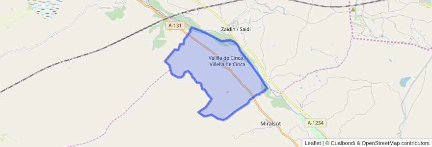 Mapa de ubicacion de Velilla de Cinca.