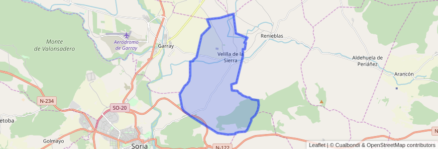 Mapa de ubicacion de Velilla de la Sierra.