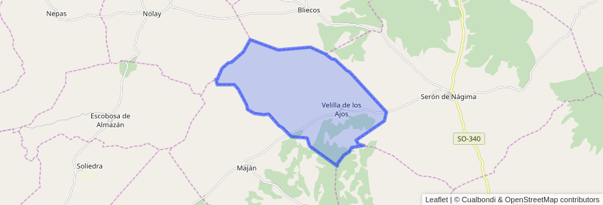 Mapa de ubicacion de Velilla de los Ajos.