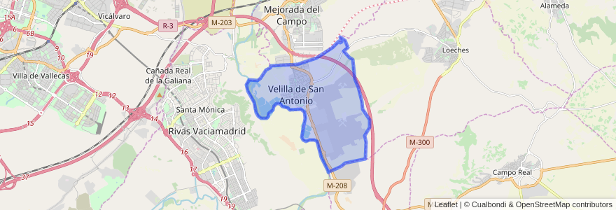 Mapa de ubicacion de Velilla de San Antonio.