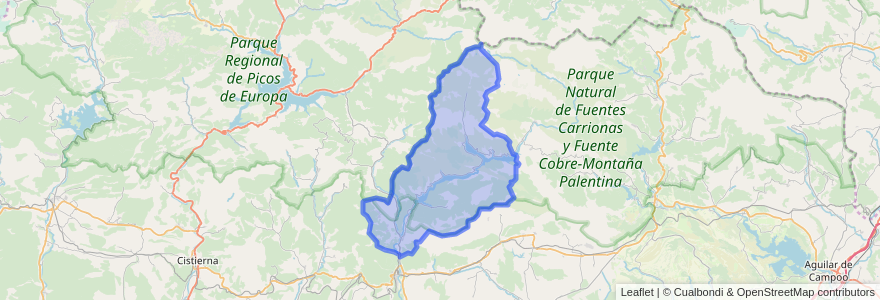 Mapa de ubicacion de Velilla del Río Carrión.