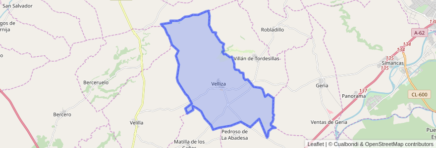 Mapa de ubicacion de Velliza.