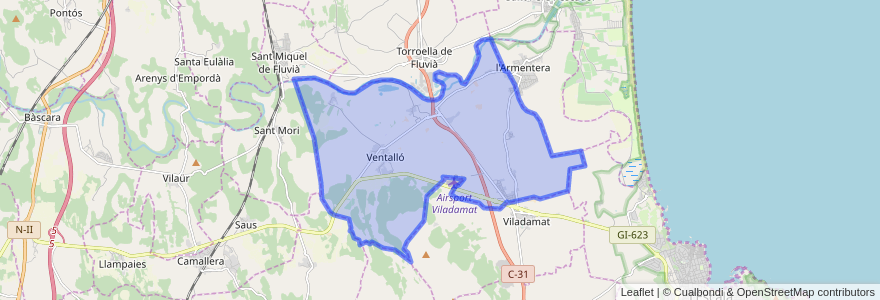 Mapa de ubicacion de Ventalló.